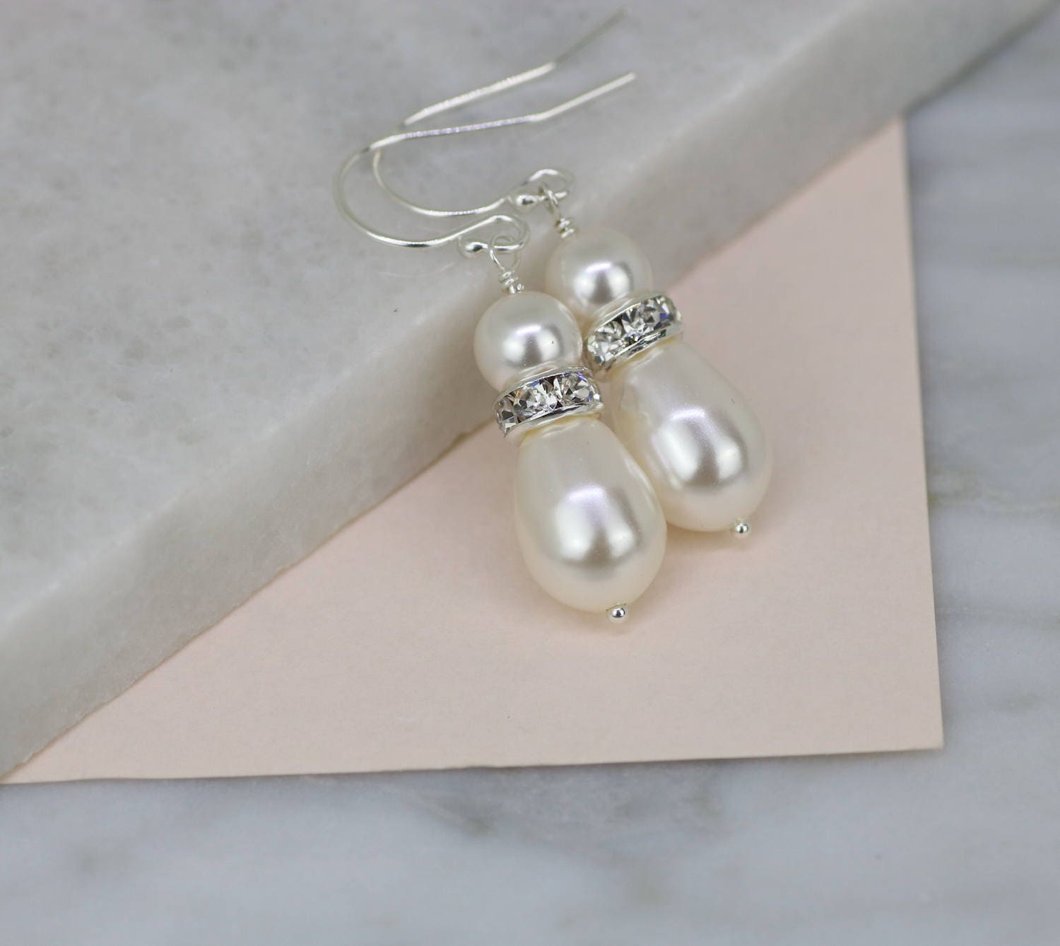 Swarovski Bridal Earrings Pearl Bridal Earrings Crystal Etsy