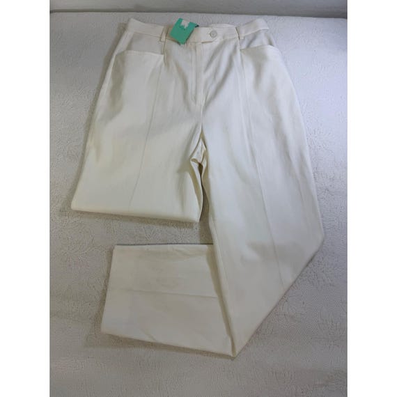 Façonnable, F. by Faconnable Vintage 90s High Waisted Cotton Trousers White Portugal Size 10