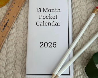 13 Month Pocket Calendar 2026