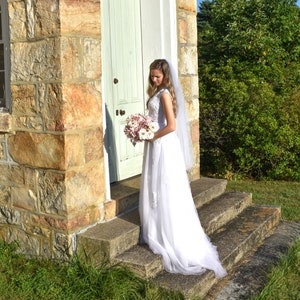 Soft full fingertip length veil. Simple smooth cut edge veil.  Tulle bridal veil.  Single tier veil.WILLOW