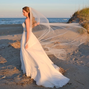 Soft full Ballet length veil. Simple smooth cut edge veil.  Bridal veil. WILLOW