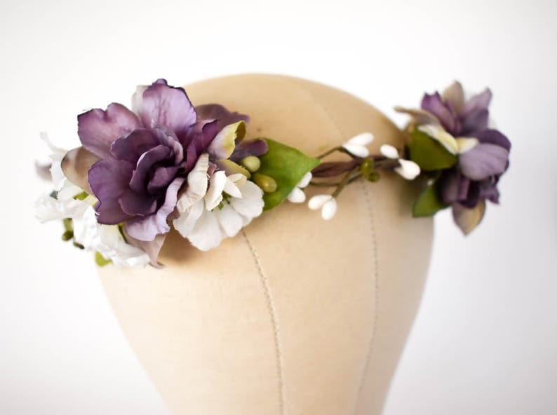 Silk flower crown in orchid and white. Floral wedding Etsy