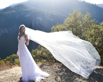 Soft wedding veil. Juliette veil. Chapel length Juliette lace veil. Lace veil. Cathedral length veil