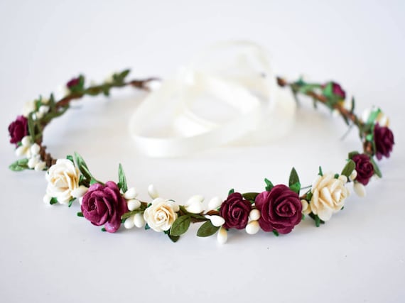 burgundy flower crown