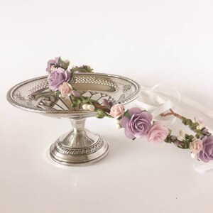 Lavender flower crown. Lavender and pink floral crown. Boho wedding crown. Floral crown. Flower headpieces. Bridesmaids headpieces. image 3