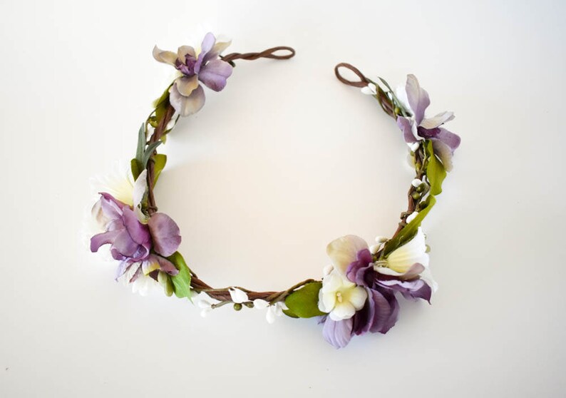 Silk flower crown in orchid and white. Floral wedding Etsy