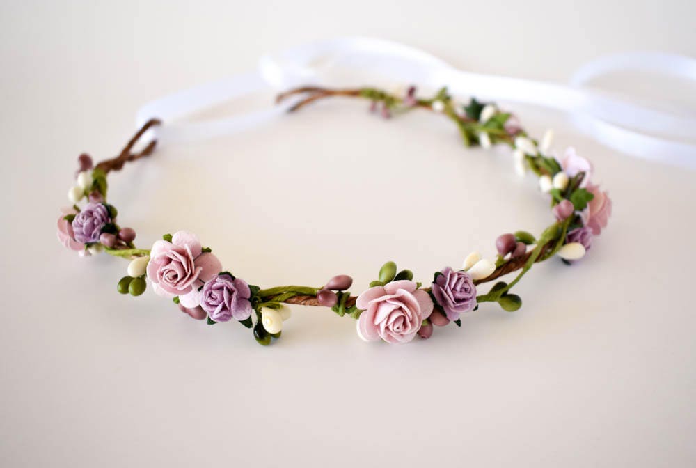 Pink Flower Crown. Lavender Silk Floral Crown. Wedding Hair | Etsy