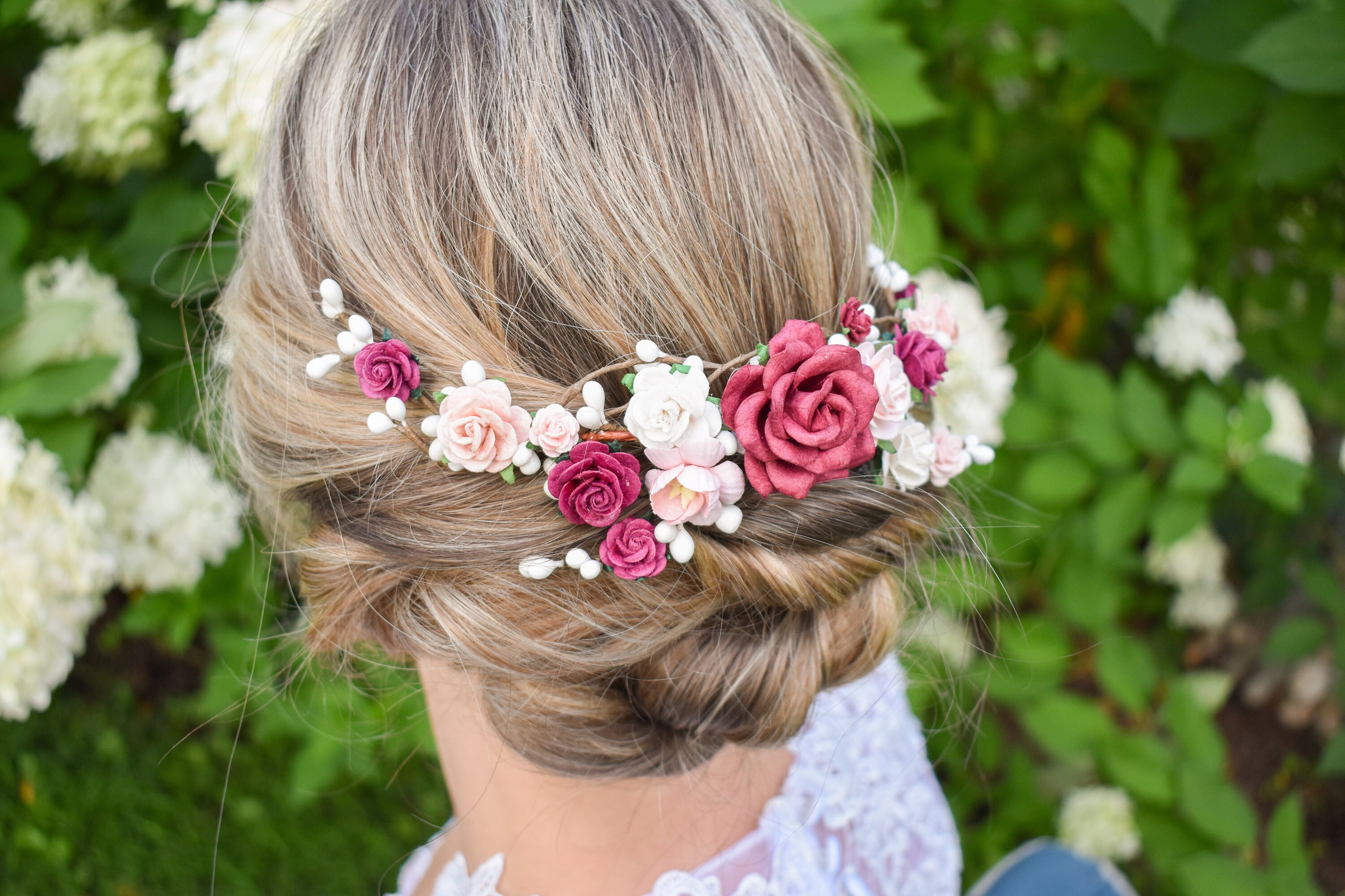 Burgundy and Blush wedding headpiece. Fall wedding hair piece. Etsy
