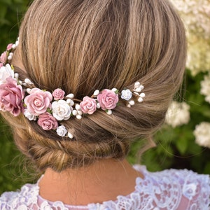 dusty pink headpiece
