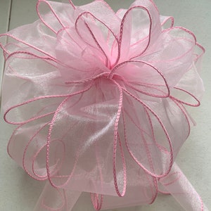 Sheer pink, white bows for wedding, anniversary, baptism, decor a wreath, candlestick, also cream, off white and white colors available.