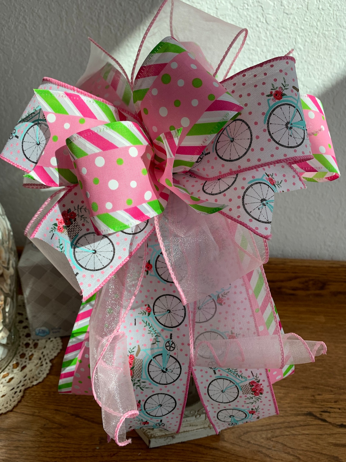 Colorful Pink Bow, Fun Bow, for a Child's Room, Party Decor, Wreath Bow ...