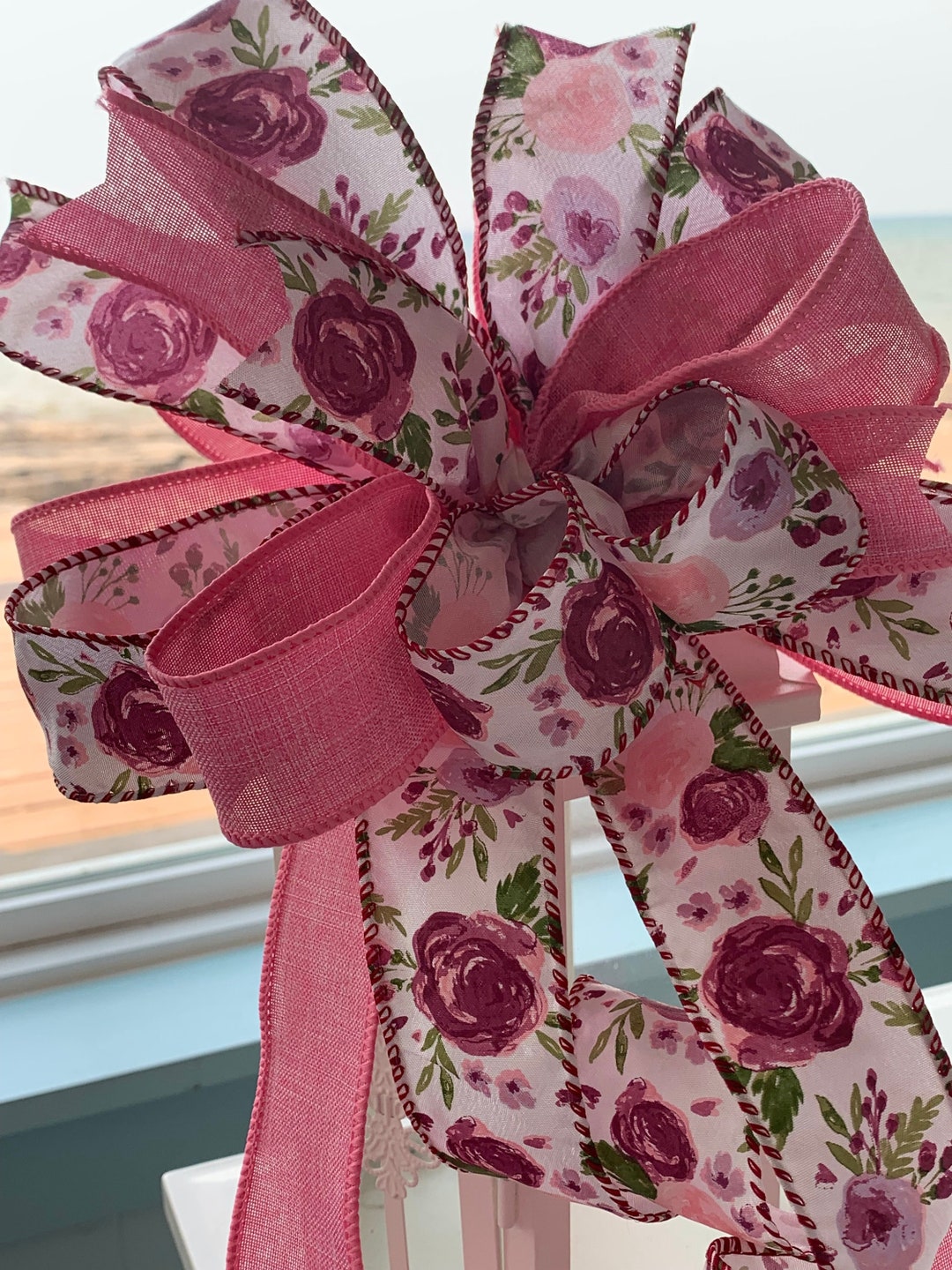 Wreath Bow of Pink and Burgundy for Any Home Decor, Renew a Swag ...