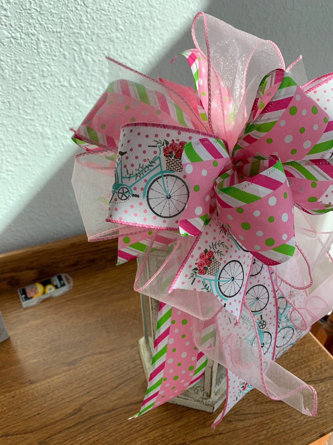 Colorful Pink Bow, Fun Bow, for a Child's Room, Party Decor, Wreath Bow ...