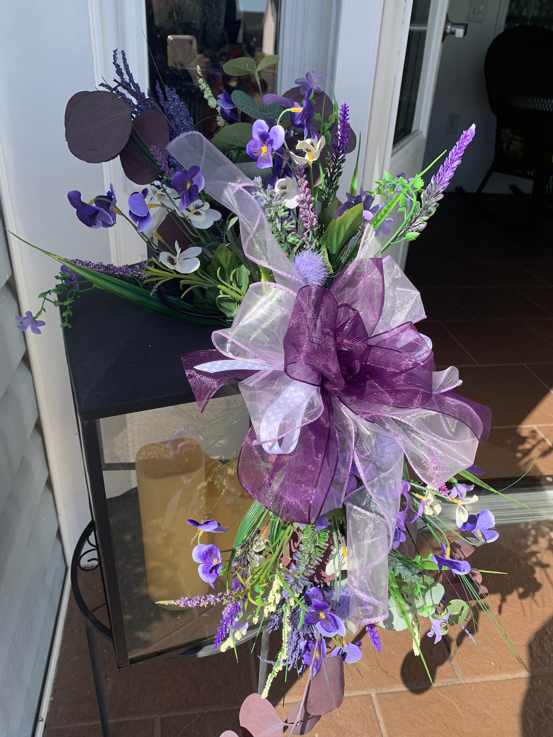 Purple Swag Lantern Swag Centerpiece Door Swag Over Window Etsy