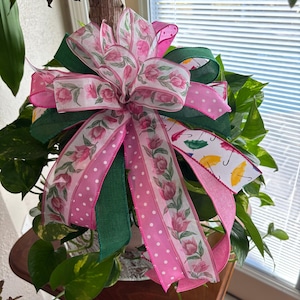 PINK bows, go BIG go colorful!!  Add to a wreath or swag, lantern, farmhouse bow, cottage bow, basket bow, plant bow, door bow, wall bow