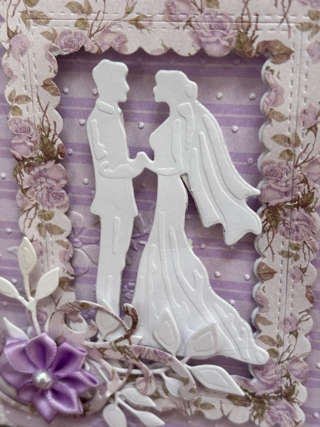 Lavender Wedding Card and Bow Set, Handmade Box - Etsy