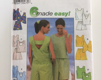 Patron de couture Simplicity 7700 vintage des années 90 : haut sans manches et short, tailles 4-8