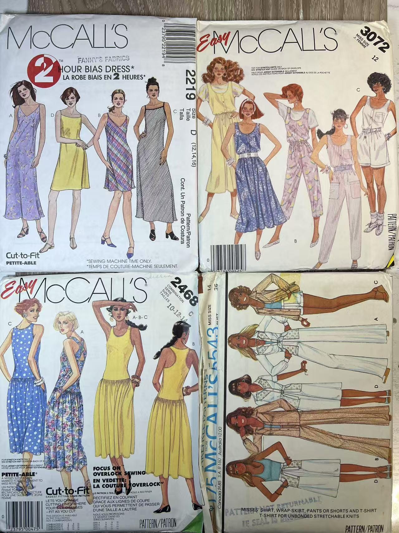 McCall's 2468 Sewing Pattern ，McCall's 5543 ， McCall's 3072 , McCall's 2219 Uncut Brand New