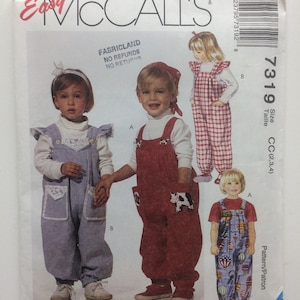 McCall&#39;s 7319 UNCUT Child Overalls Romper Jumpsuit and Knit T-Shirt, Vintage 90s Classic Toddler Pattern /McCall&#39;s 7078 / McCall&#39;s  3270