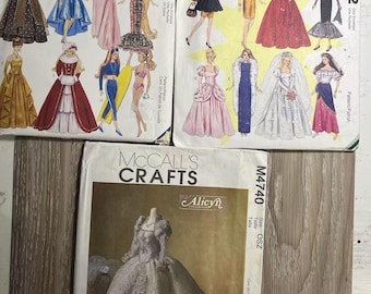 McCall's Doll Clothes Sewing Pattern: Gowns, Wedding Dress, & More - Uncut