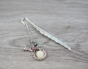 Glow in the Dark Dragon Bookmark: Feather Charm Bookmark