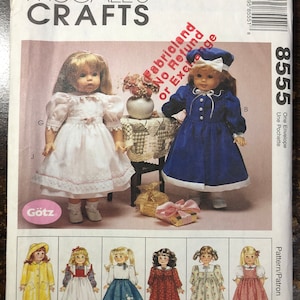 McCall&#39;s 8555 1990s McCall&#39;s 8555 Vintage Craft Pattern 18-Inch Doll Wardrobe, Doll Clothes
