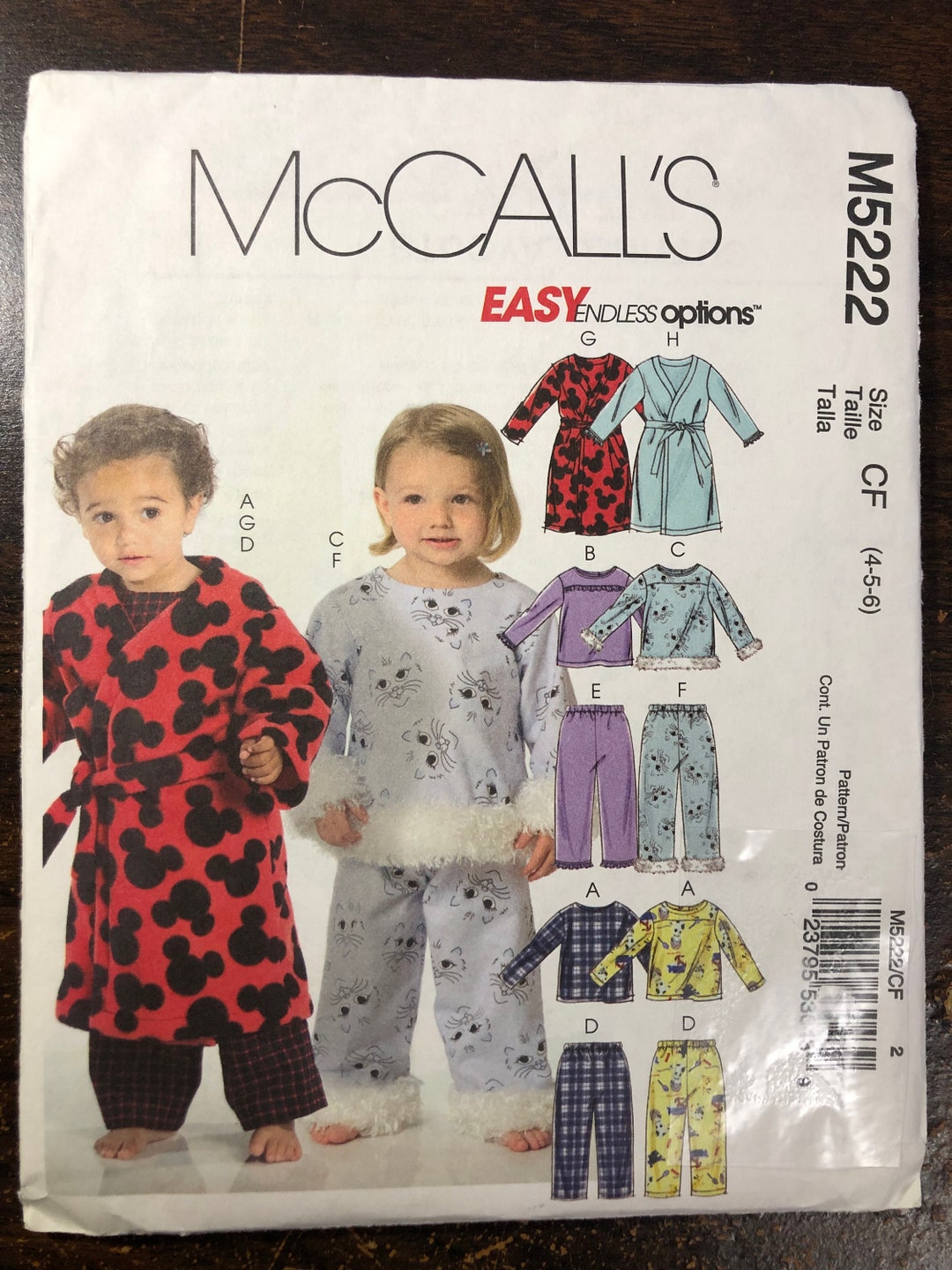 Mccall's M5222 Kids Pajama Sewing Pattern: Size 1-3 or 2-4 - Etsy