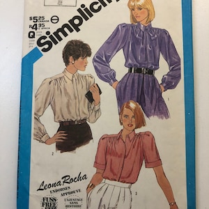 Simplicity Pattern 6495 1980s Simplicity 6495 Vintage Sewing Pattern Misses Shirtwaist Blouse, Dressy Blouse