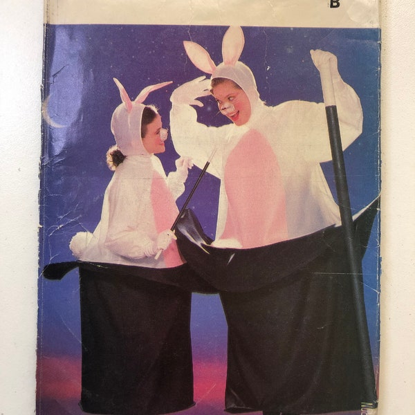 Vintage Butterick 6849 Mujer Hombre Unisex Patrón de vestuario Mago Sombrero de copa y conejo - Patrón de costura único y raro sin cortar Adulto Talla única