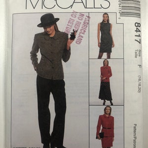 McCalls 8417 Sewing Pattern UNCUT Misses Jacket Dress Pants Skirt McCalls 8417 Sewing Pattern