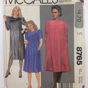 McCall 8765, 80er Jahre Schnittmuster, Damen Pullover Schicht Kleid kurzärmelig