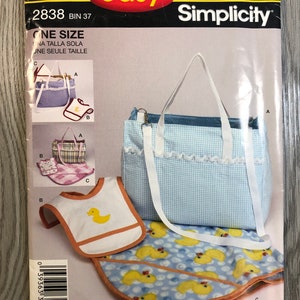 Simplicity 2838 Diaper Bag, Bib And Blanket / Simplicity 6263 Back Pack School Bag 1982