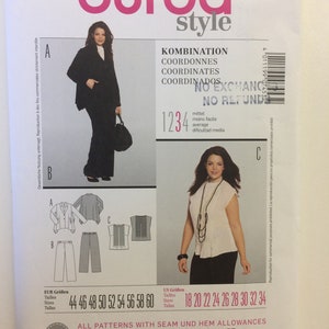 Burda 7453 - Ladies Jacket Full Figure Draped-Top & Pants Pattern 18-34 FF