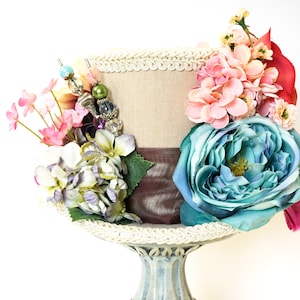 Mini Top Hat, Flower Hat, Alice in Wonderland, Tea Party Hat, Mad Hatter Tea Party, Medium Mini
