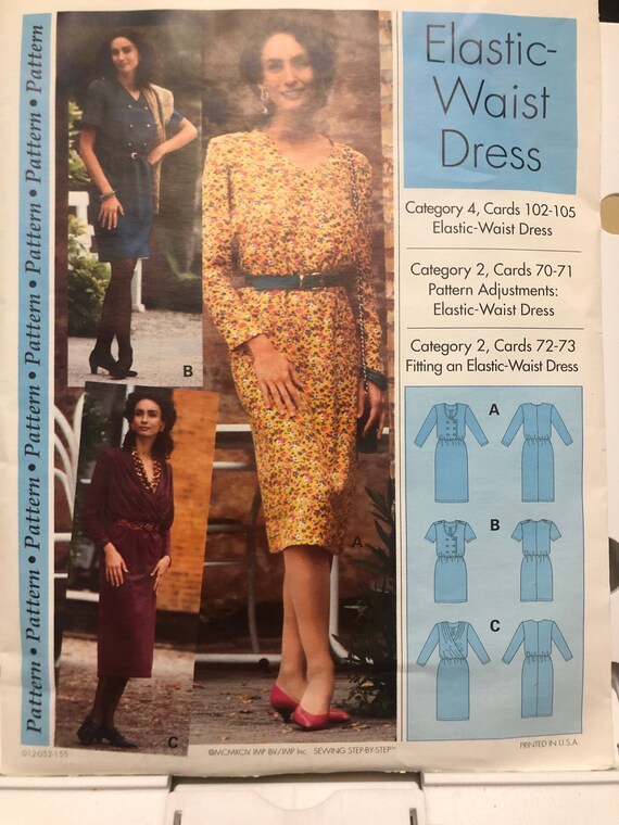 Patron de couture de robe à taille élastique Taille 4-12