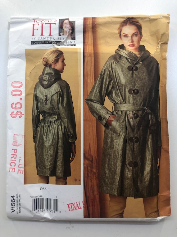 Vogue V1564 Raincoat Sewing Pattern: Sandra Betzina Hooded Raglan
