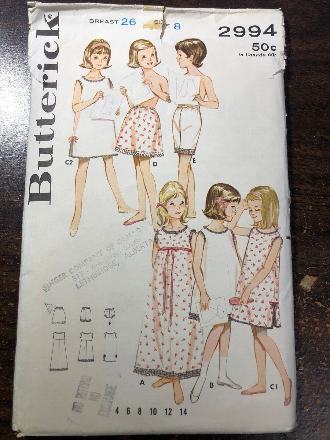 Butterick 2994 Sewing Pattern Uncut 1960s Vintage Girls Girls Lingerie ...