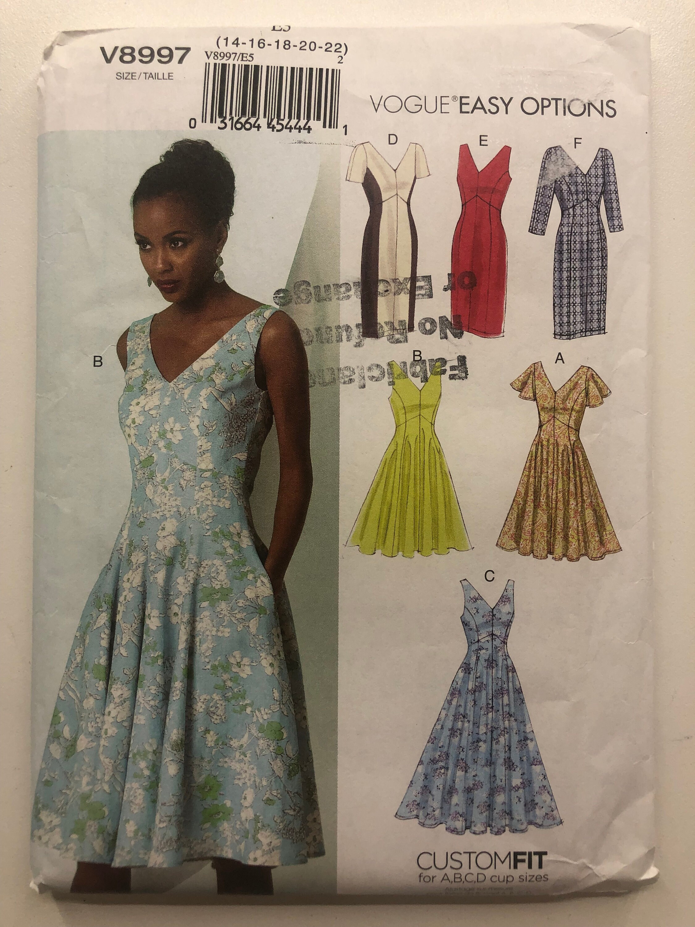 Sewing Tools & Supplies VOGUE OPTIONS V8997 MISSES FITTED FLARED VNECK