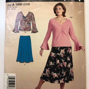 Simplicity Pattern 4424 Sewing Pattern Simplicity 4424 Womens&#39; Skirt in Two Lengths & Top, Size 18W-28W, Uncut