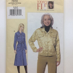Plus Size Vogue 7610  Bust Misses Misses Petite Jean Jacket and Coat Vintage Sewing Pattern Sandra Betzina UNCUT