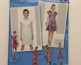 SIMPLICITY 1799 Size 12, 14, 16, 18, 20 Womens Project Runway princess seam dress with flounce sewing pattern. Short / cap / flounce sleeve