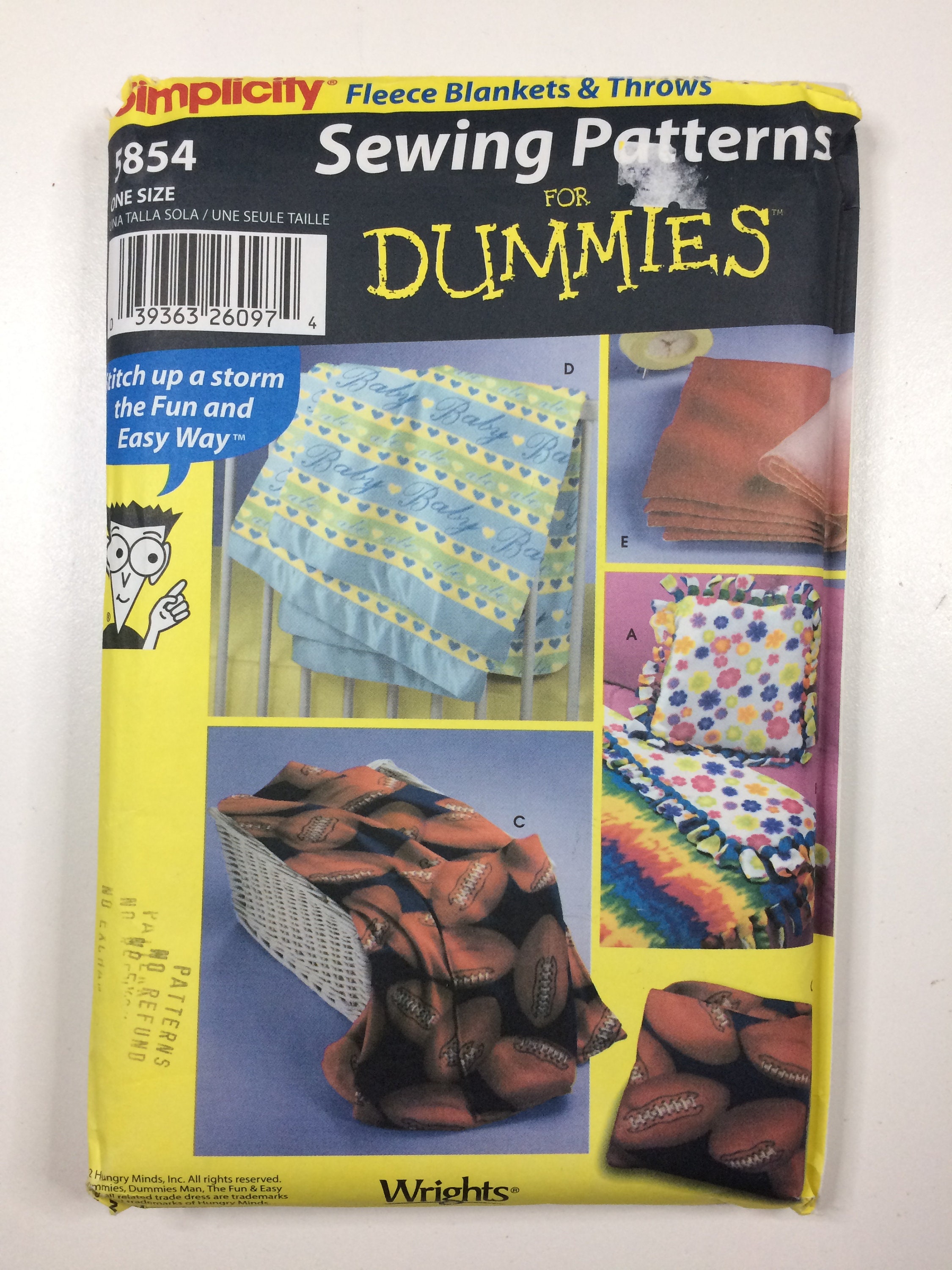 Simplicity 5854 Sewing Pattern for Dummies - Fleece Pillow and Throws