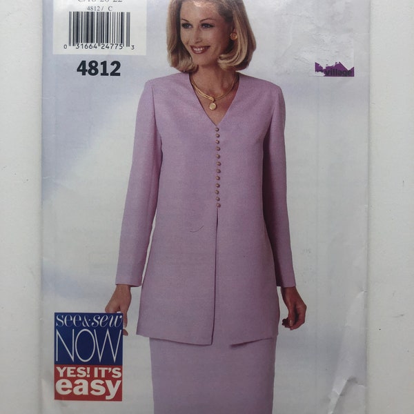 Butterick Sewing Pattern #4812-Misses/Ms. Petite TUNIC-SKIRT-Sizes: 18-22-Very Easy-Uncut-Mother-of-the-Bride Suit-Stylish