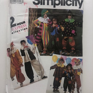 Simplicity Pattern 7416, Uncut, Misses&#39;, Men&#39;s, Boys&#39;, Girls&#39; Clown Costume, Jumpsuit, Ruffle Vest Hat, Hair, / Simplicity 9754