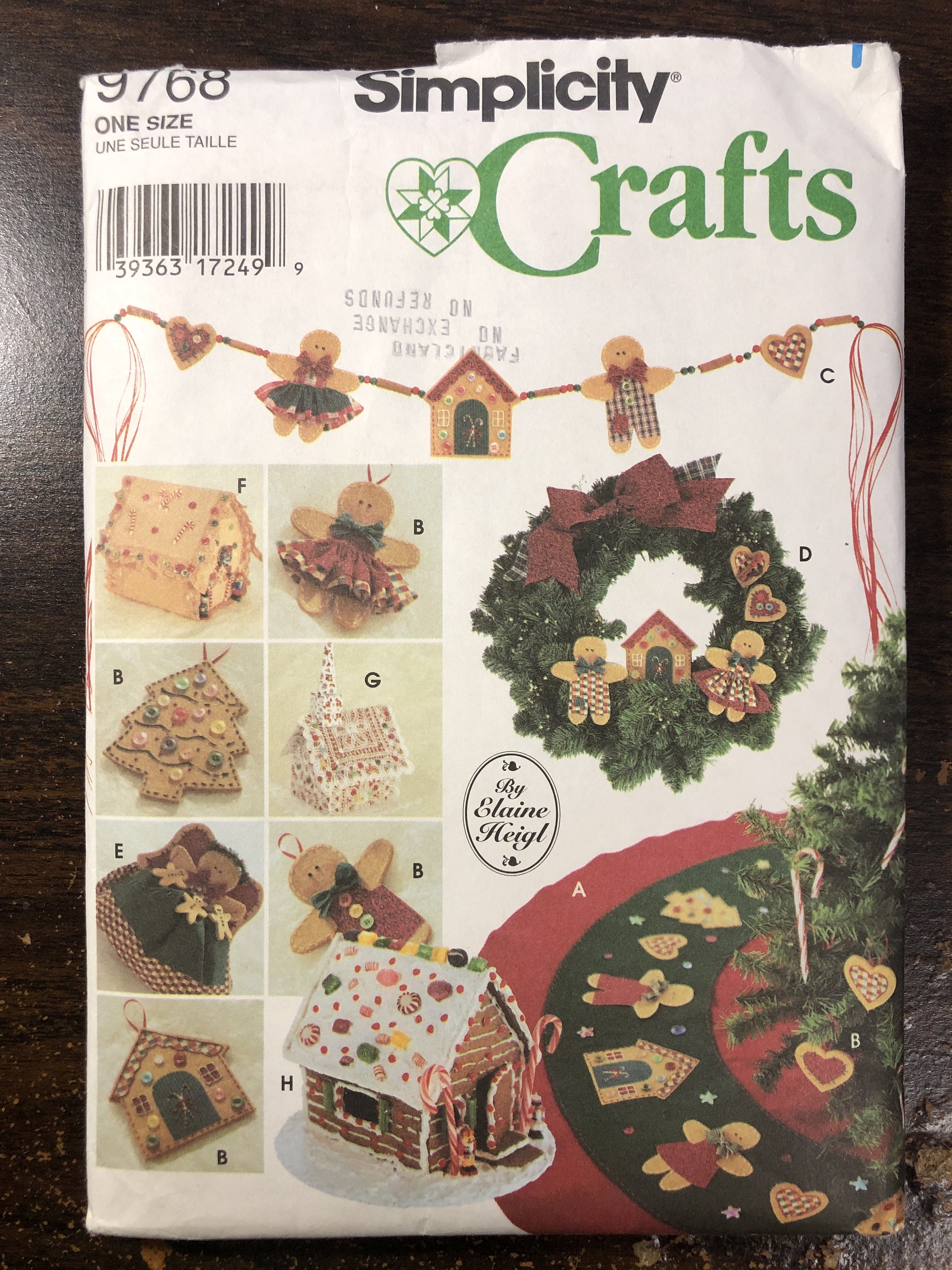 Simplicity 9768 Christmas Crafts Pattern: Wreath, Ornaments, Garland - Etsy