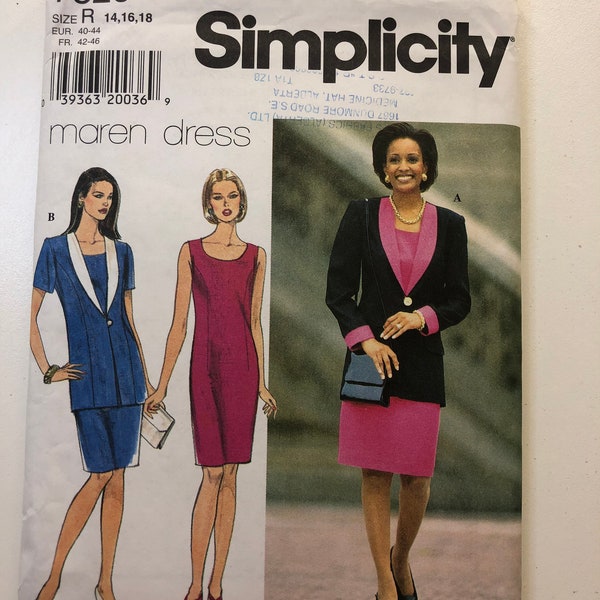 Simplicity Pattern 7526 Sleeveless Sheath Dress with Scoop Neckline and Long Short Sleeve Jacket Womens Misses Sewing Pattern