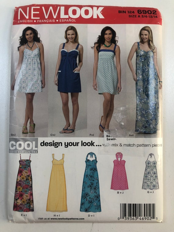NEW LOOK 6902 Sewing Pattern Junior Dress With Length and