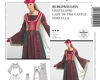 Burda Style sewing Pattern 2509 Misses Tops, Dress, Cape, Lady of The Castle Costume Sewing Pattern Sizes 10 To 24 Uncut Burda Plus UNCUT