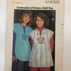 Butterick sewing pattern 4934 70s Tunic Top with Embroidery Pattern Butterick 4934 Size S (8-10)