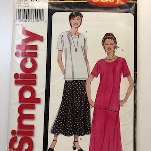 Simplicity Sewing Pattern 9277 Misses' Top and Skirt Sewing Pattern, comfy casual top and skirt - UNCUT& FF Sizes: Xs, S, M, L, Xl